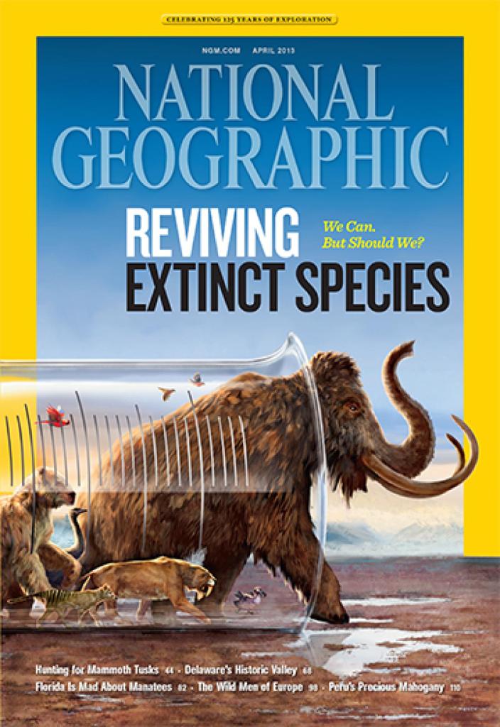 Cover of the National Geographic featuring extinct species. 
