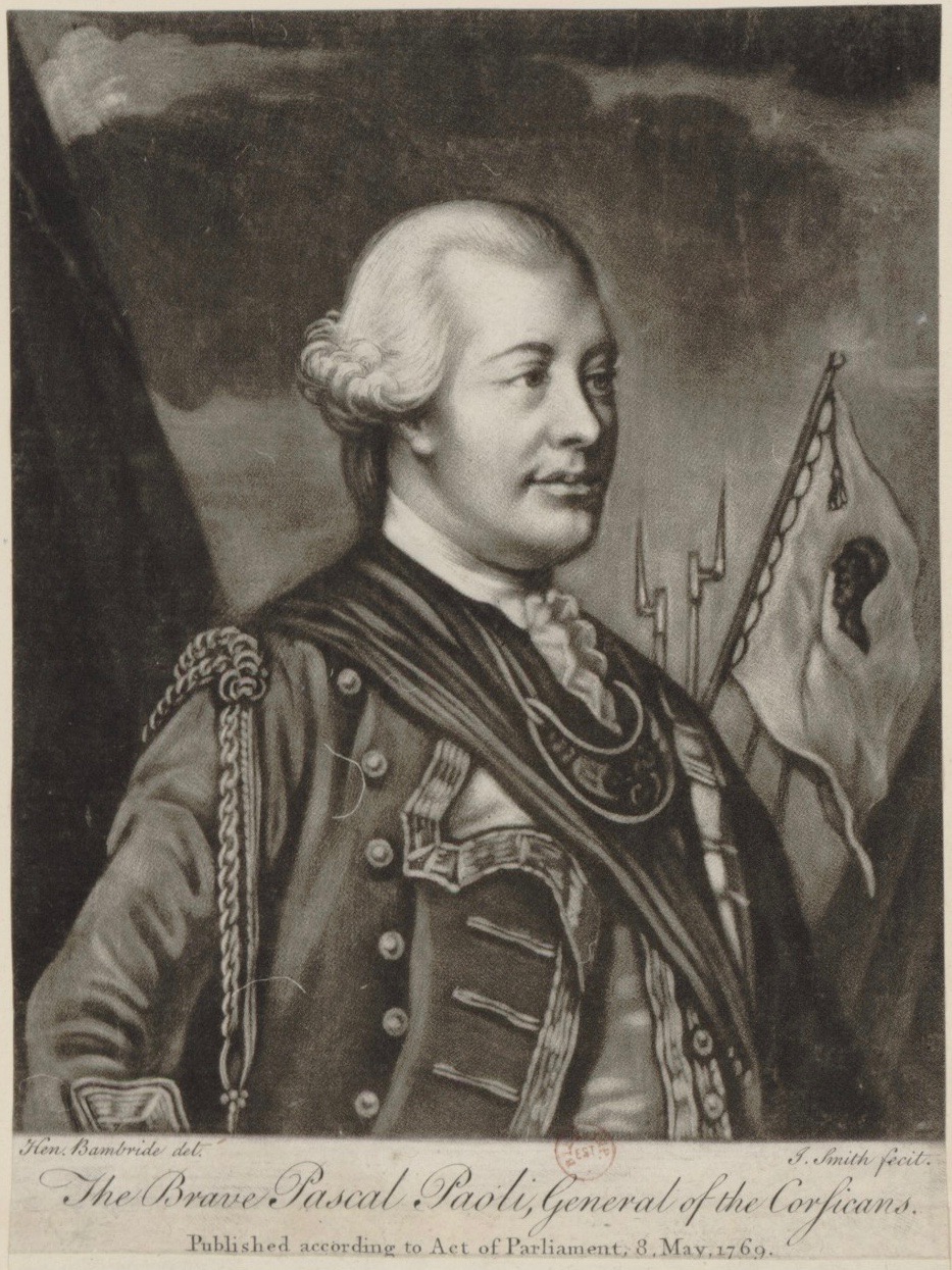 Engraving of Pascal Paoli, General of the Corsicans. 