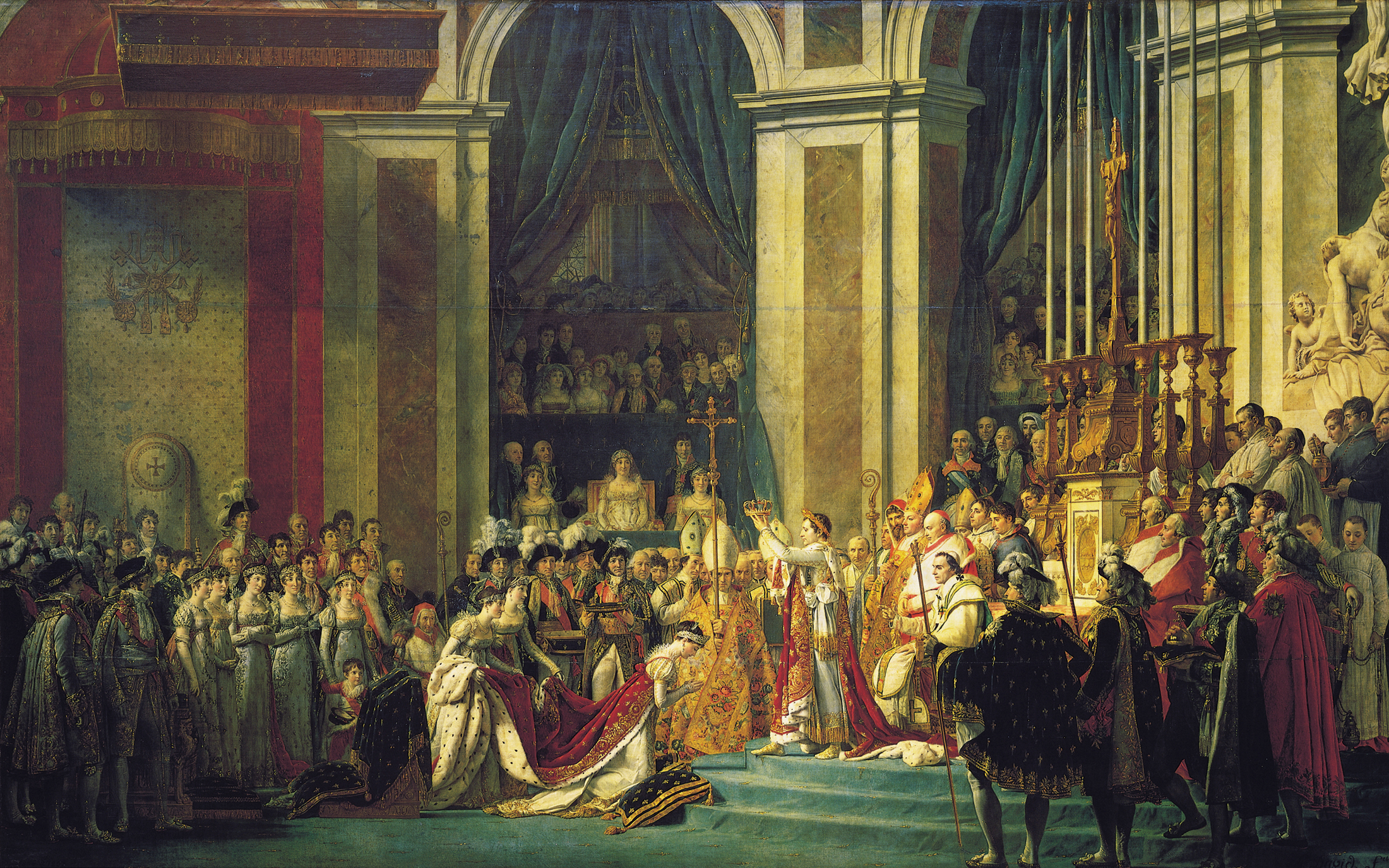 Painting of Napoleon crowning Joséphine. 