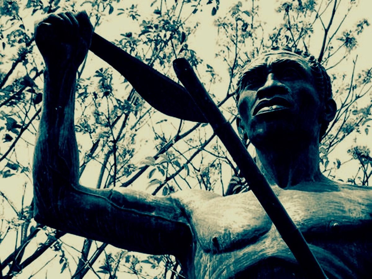 Sculpture of an African slave in a revolt.