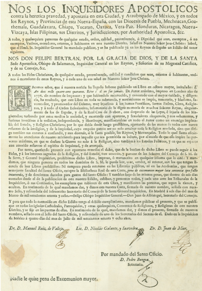 Announcement by the Inquisitor general.