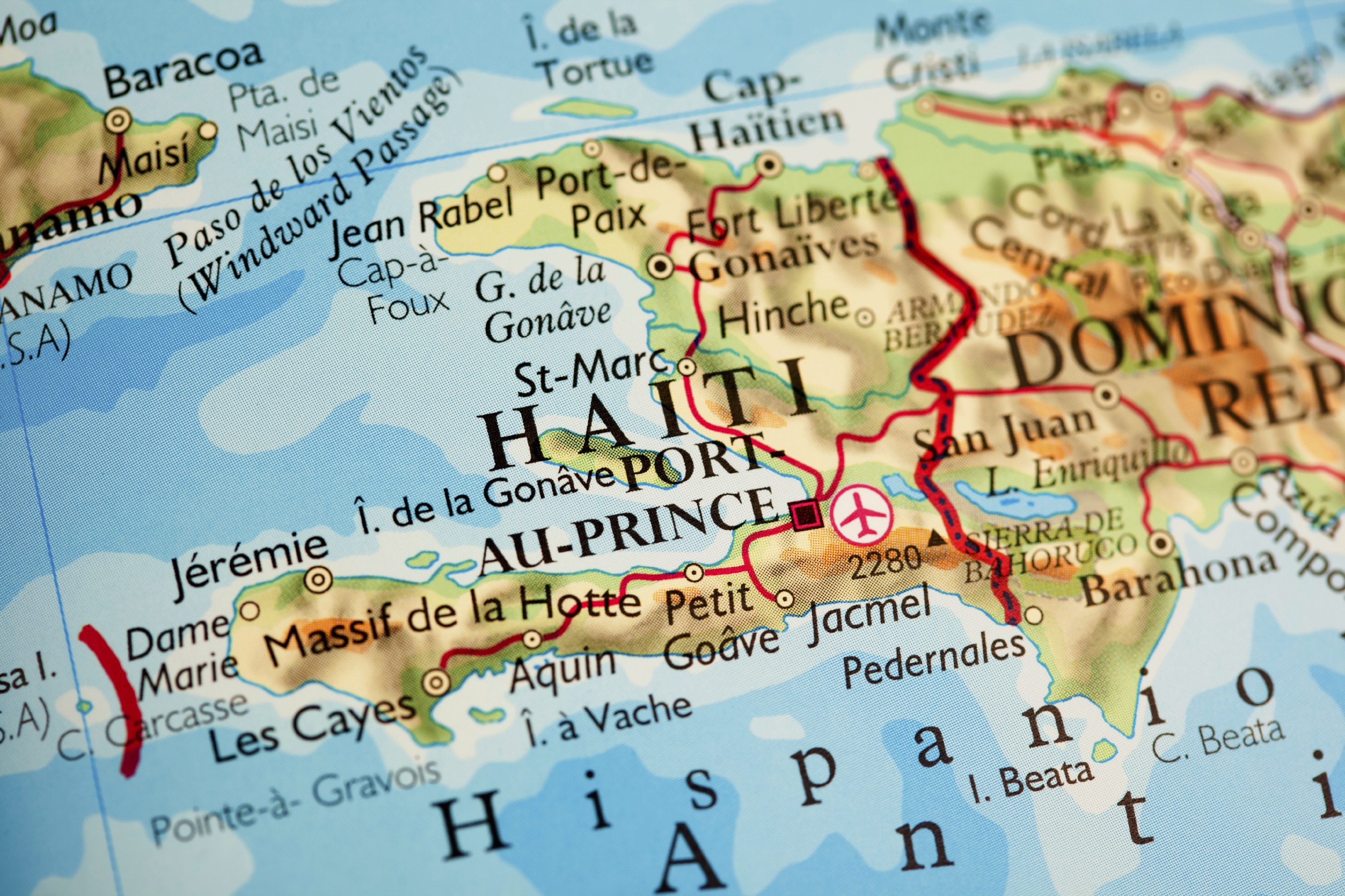 Modern map of Haiti.