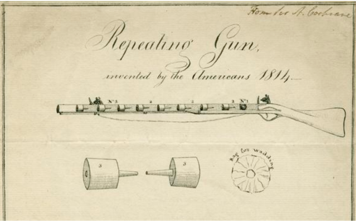 Drawing of a repeating gun. 