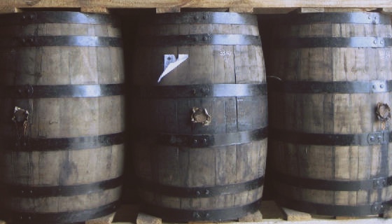 Picture of three wine barrels.