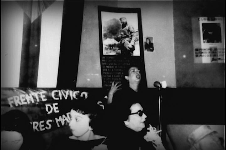 Picture of a woman. speaking into a microphone. 