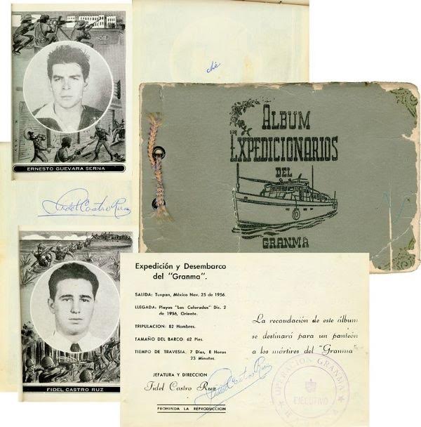 Commemorative album with portraits of Ernesto Serna and Fidel Castro. 
