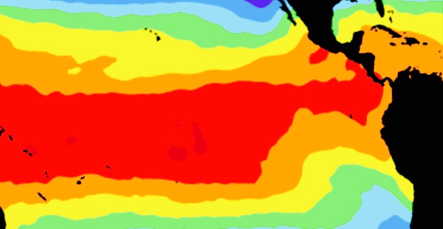 Part of the world map with color areas.