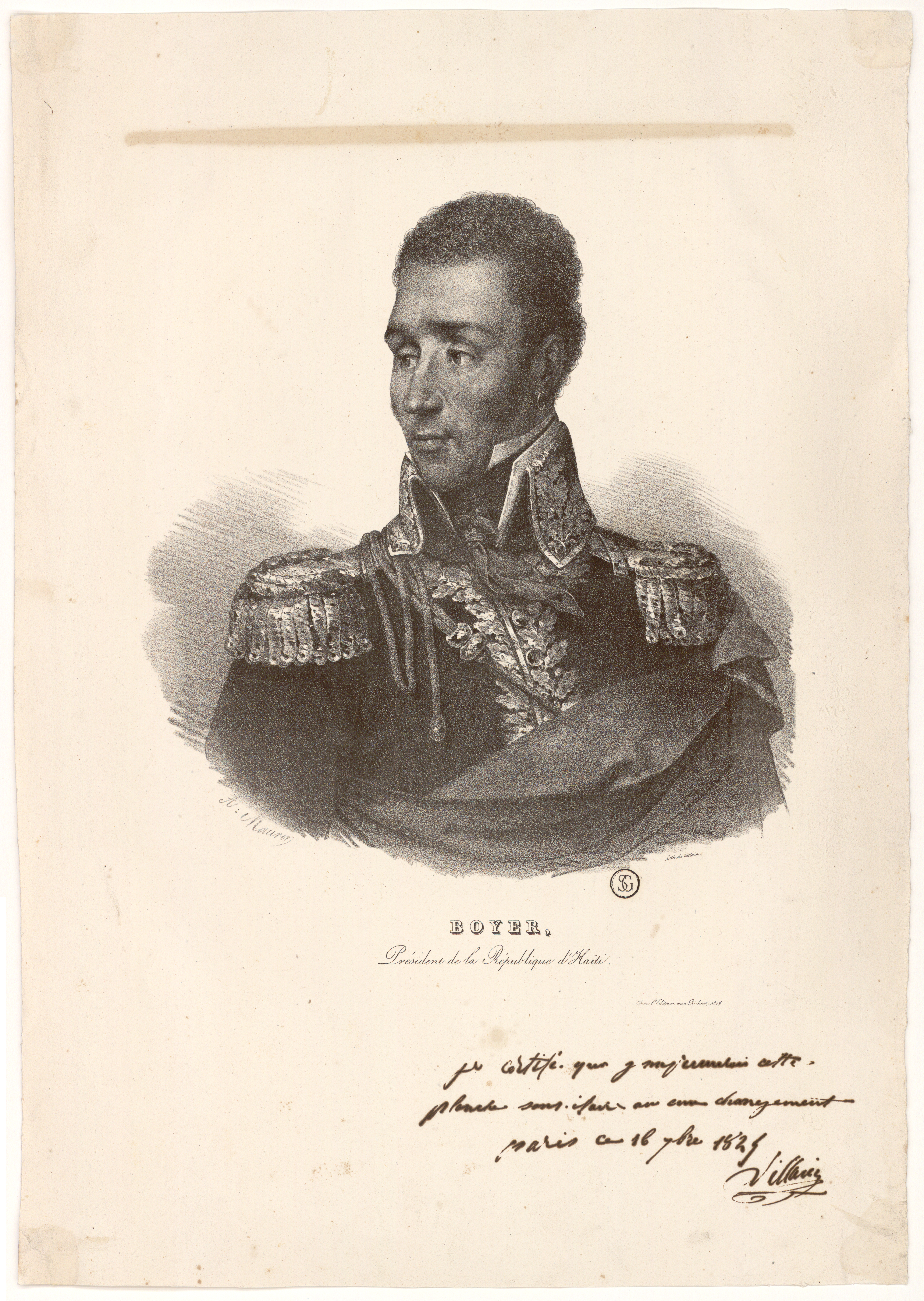 Portrait of Boyer in military uniform. 