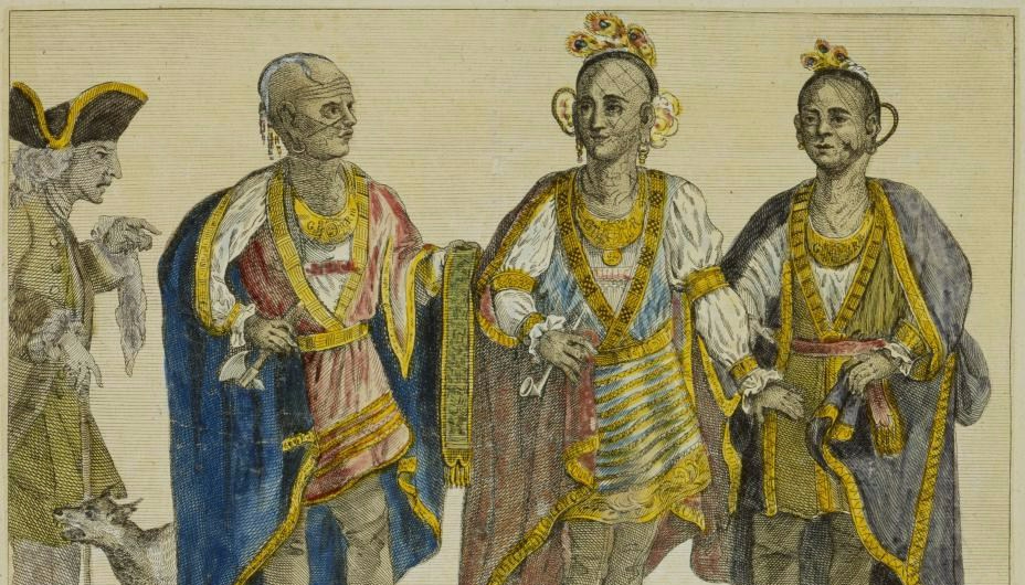 Drawing of three Cherokee men.