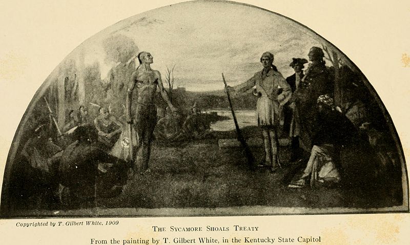 Drawing of Dragging Canoe and Daniel Boone