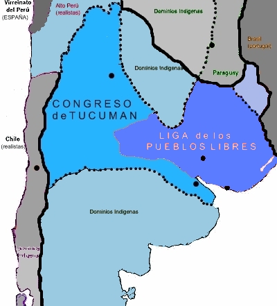 Map of the United Provinces in 1816 in South America. 