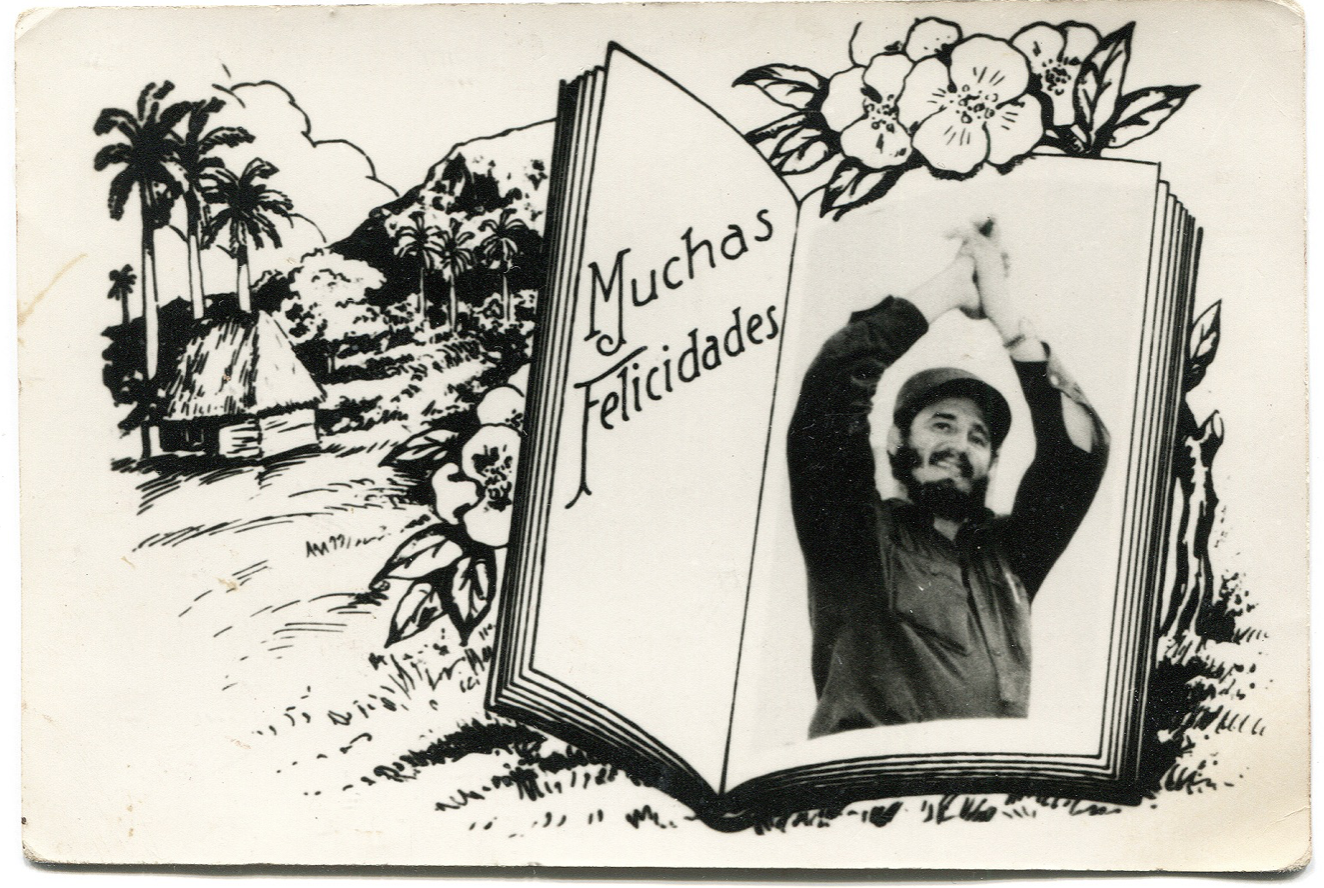 Christmas card with a picture of Fidel Castro. 