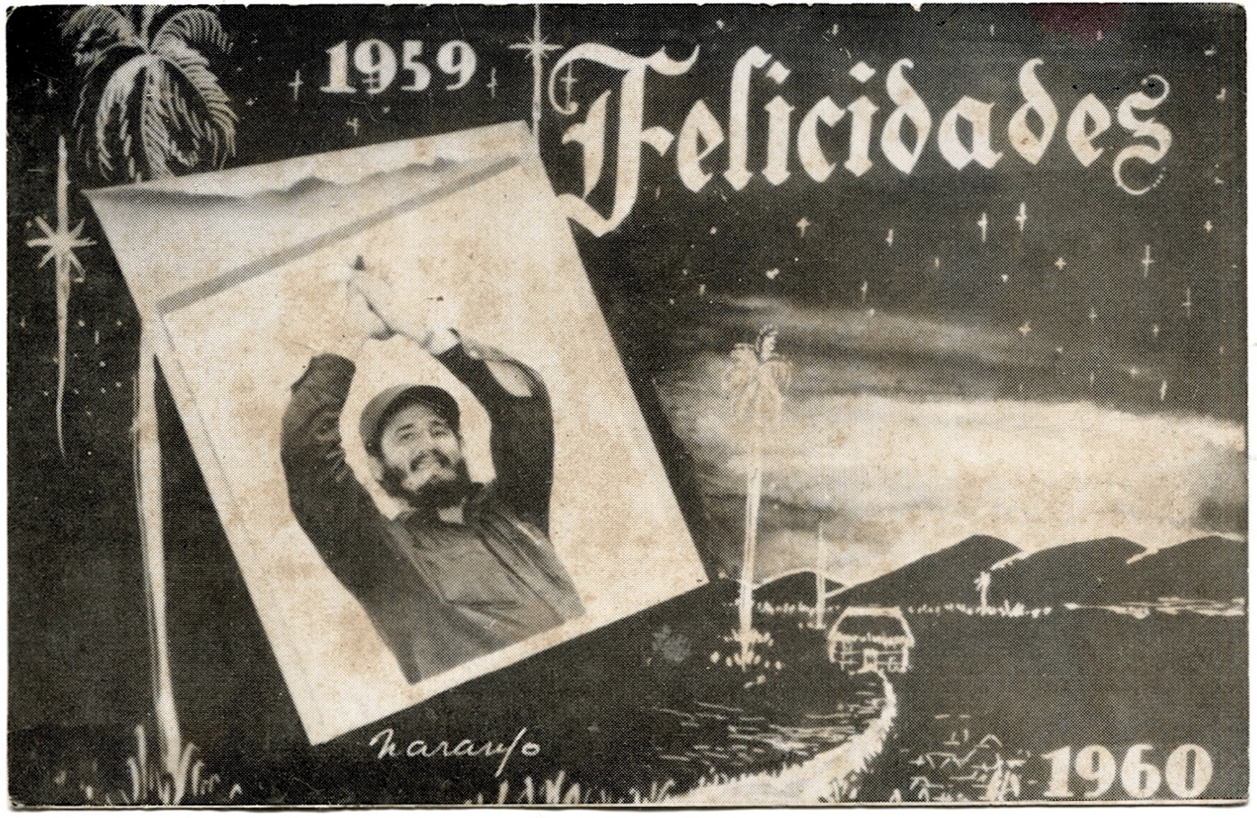 Christmas card with a picture of Fidel Castro. 