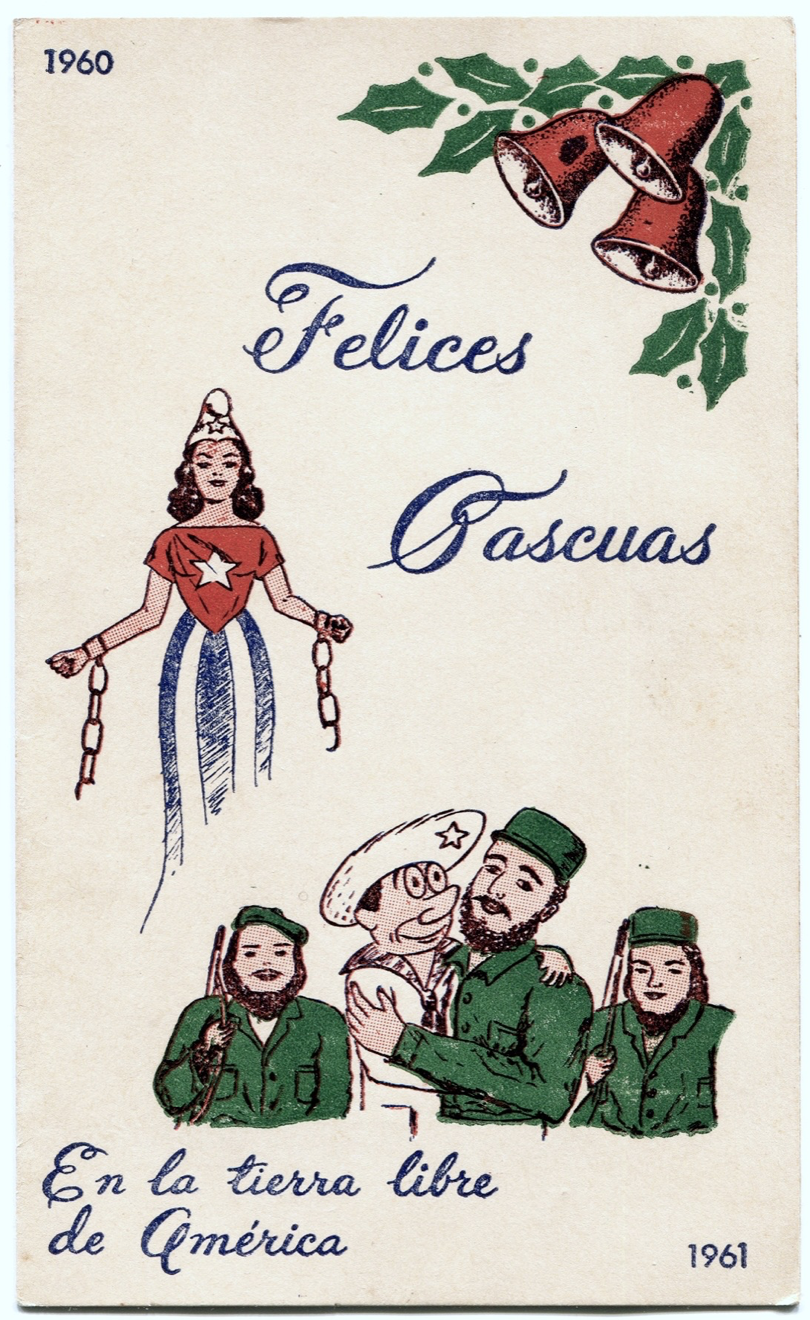 Christmas card with a picture of Fidel Castro. 