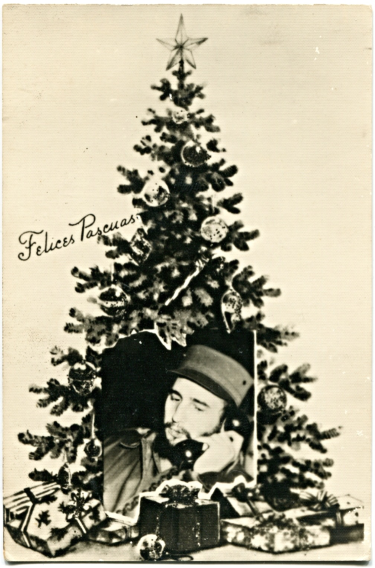 Christmas card with a picture of Fidel Castro. 