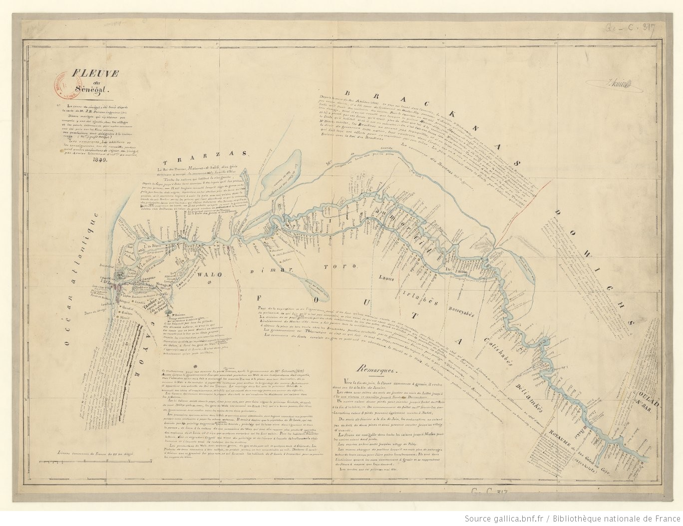 Map of the Senegal River, 1849.