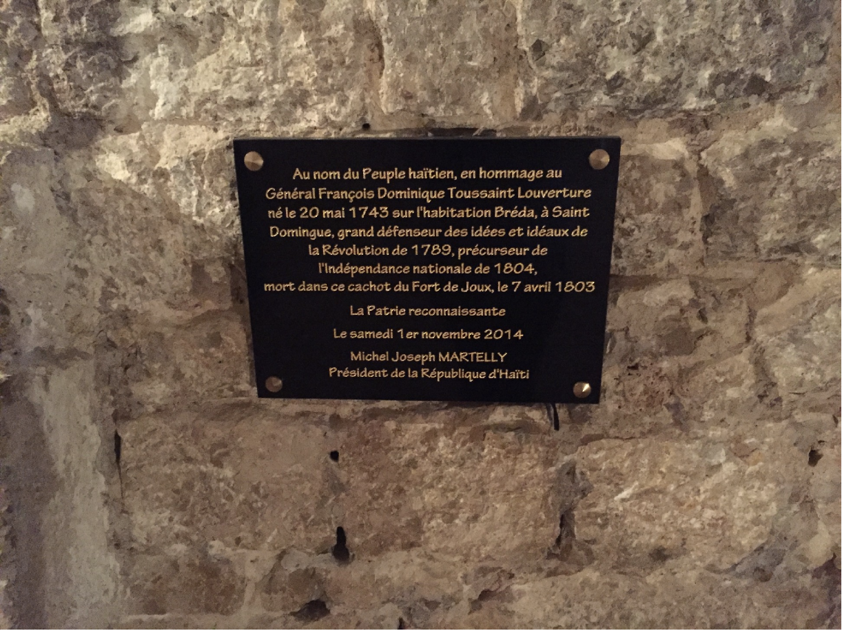 Plaque in Toussaint L'ouverture's cell.