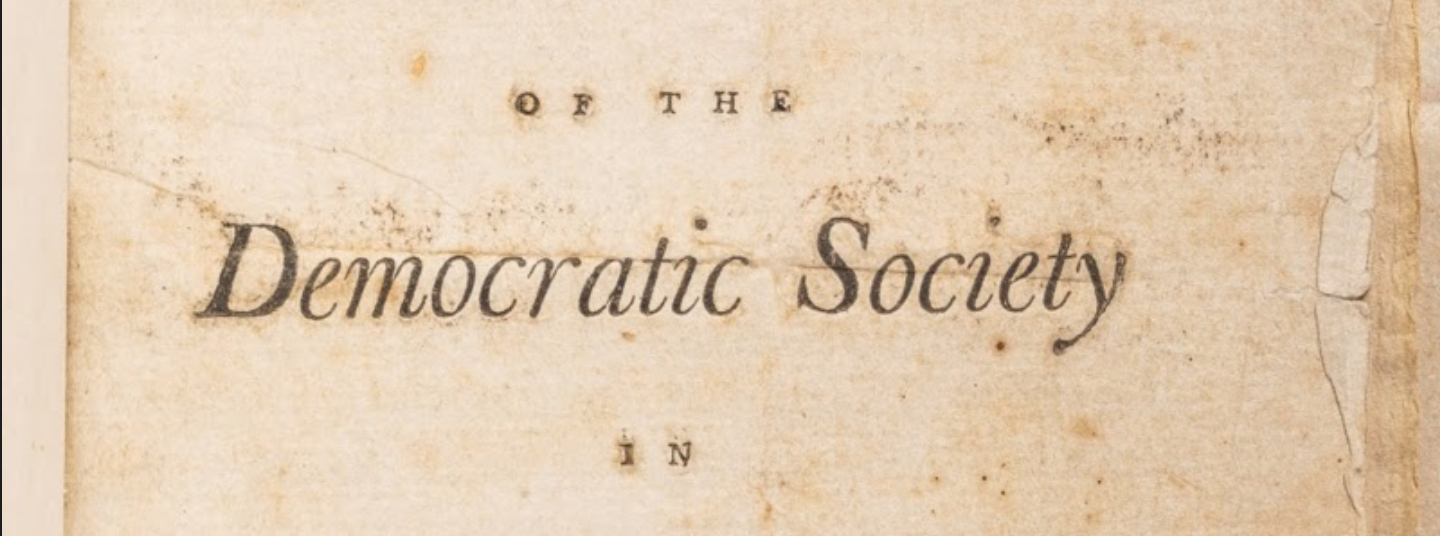 Title page of the Principles, Articles, and Regulations agreed upon by the members of the Democratic Society of Philadelphia.