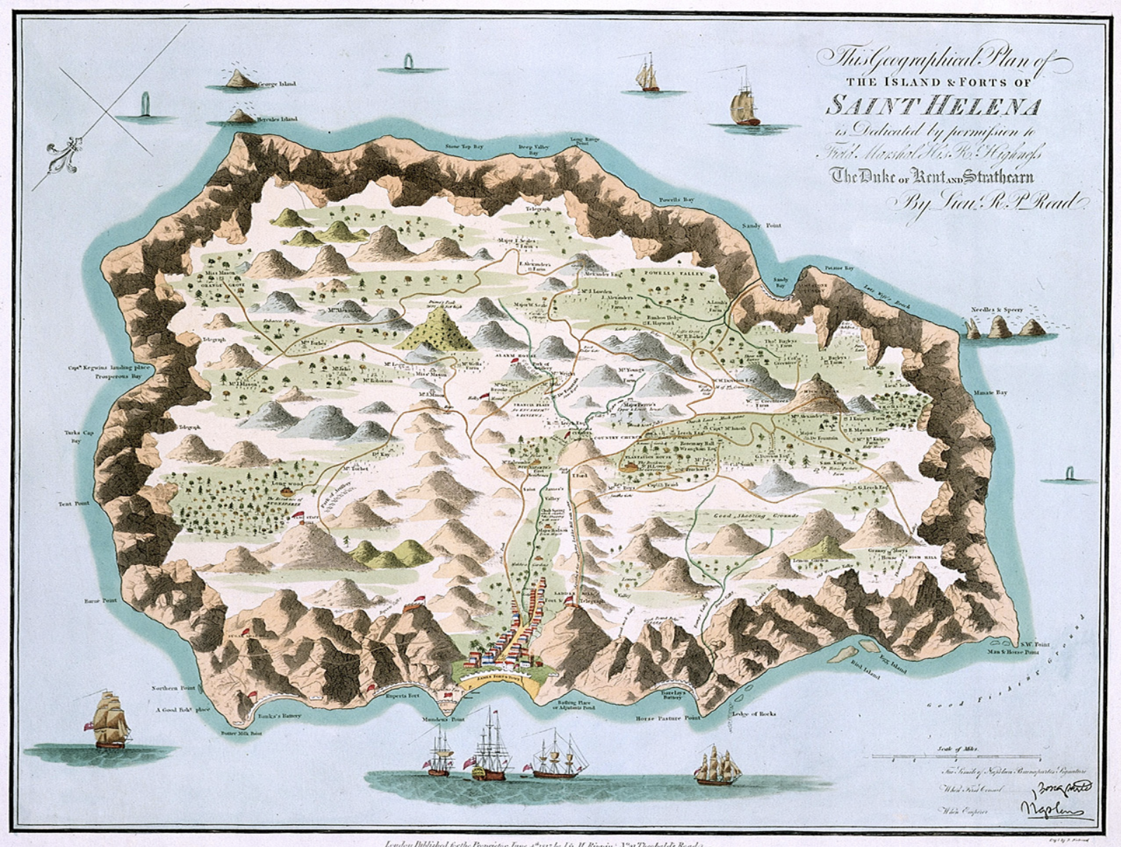 Map of the forts of Saint Helena.