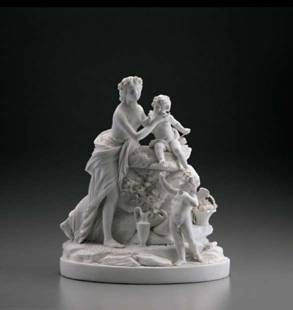 Porcelain statue of Venus and two cupids.