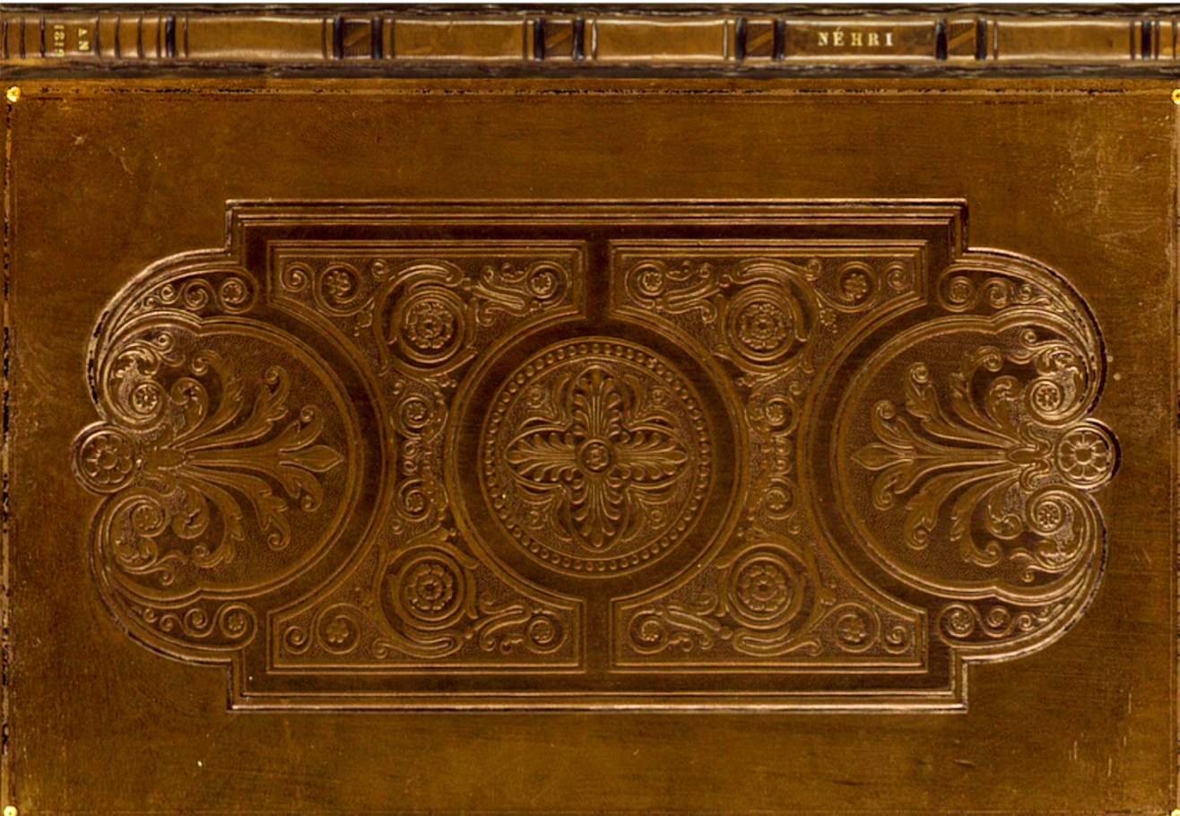 Engraved book cover.