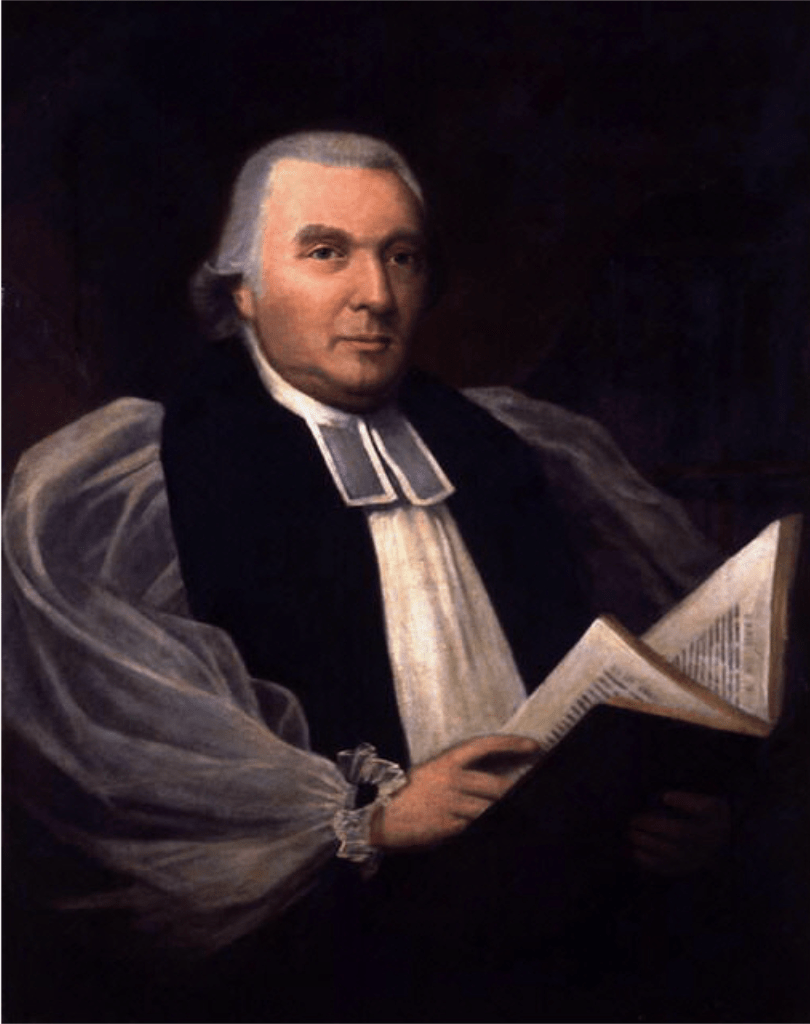 Portrait of Samuel Seabury holding a book. 