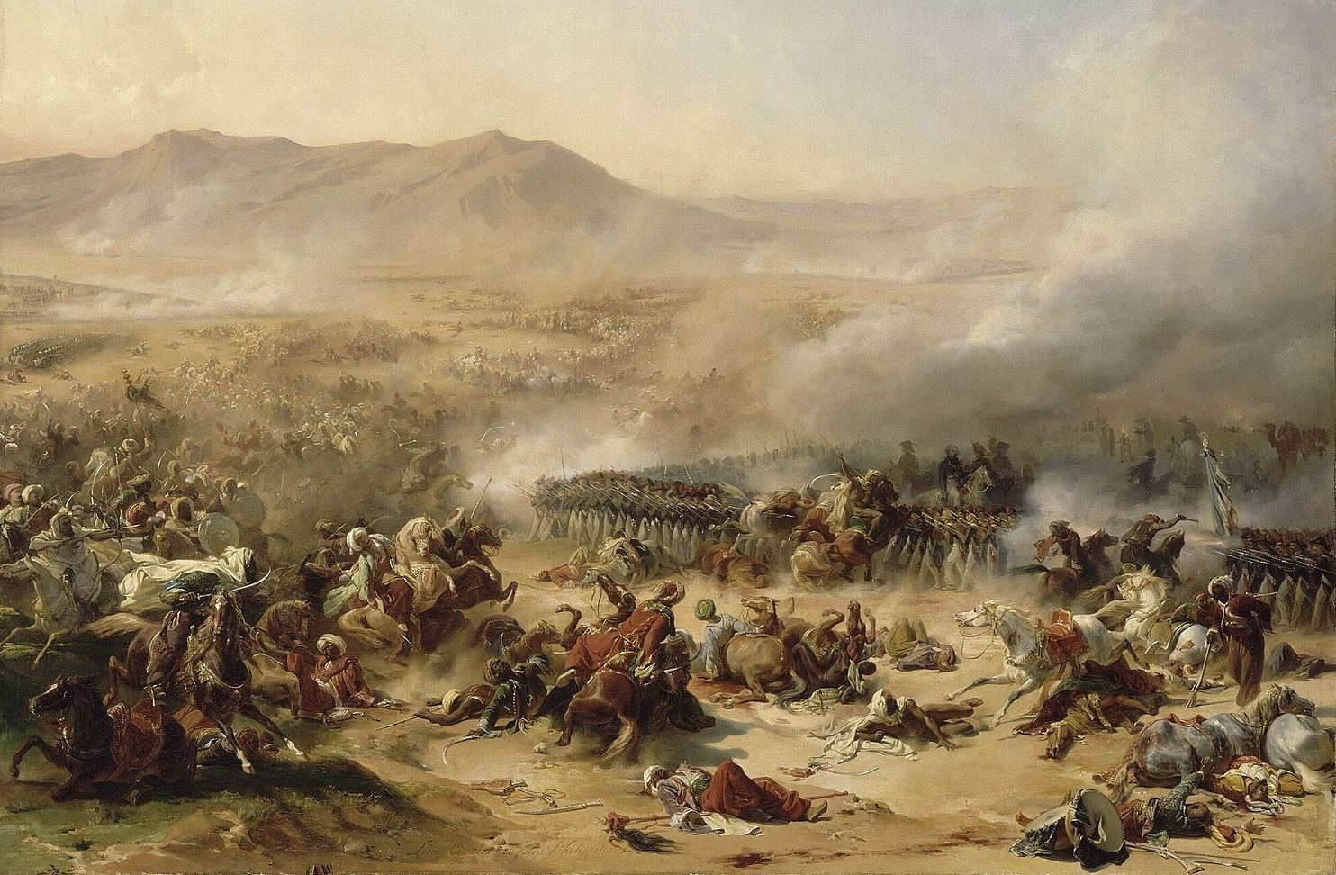A battle scene during Napoleon's campaigns in Egypt.
