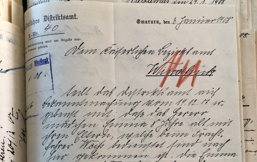 Archival document detailing the separation of Emma, written in German.