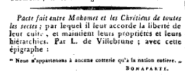 Abstract of a document that allows Muslim the freedom to practice their religion. 