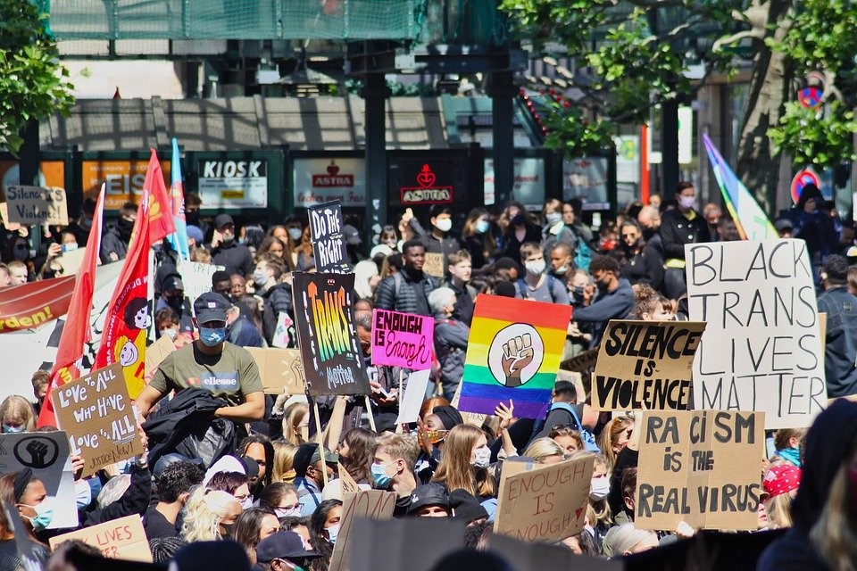 A crowd of protesters during the BLM protests.
