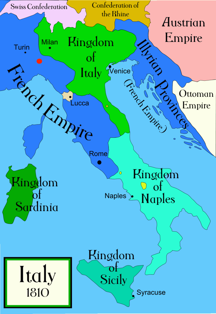 Map of Italy under Napoleon in 1810.