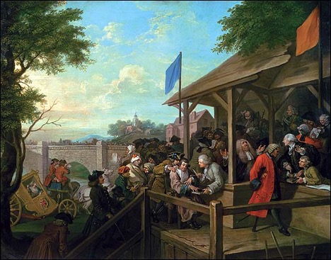 People gathered to vote in the polls. 