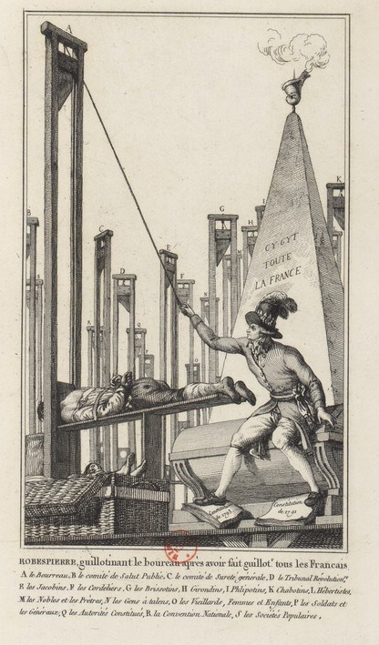 Robespierre being guillotined.