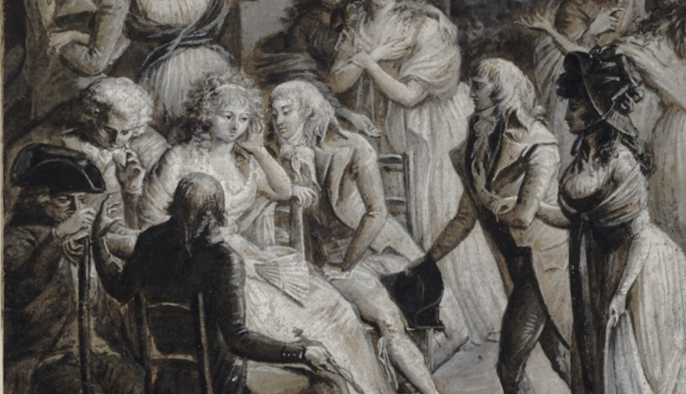 Madame de Staël conferences with various literary personages of the age