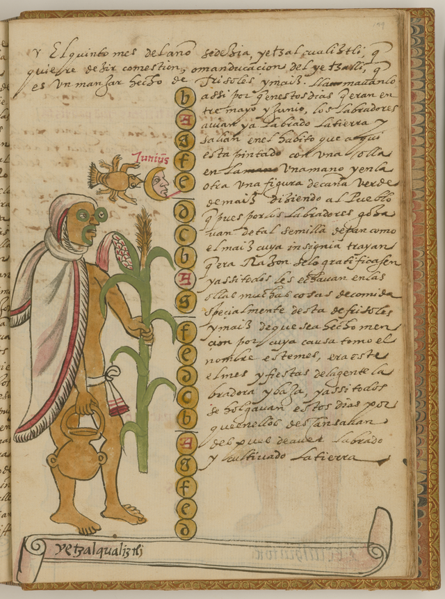 Page from the Tovar Codex depicting a priest of the rain god Tlaloc