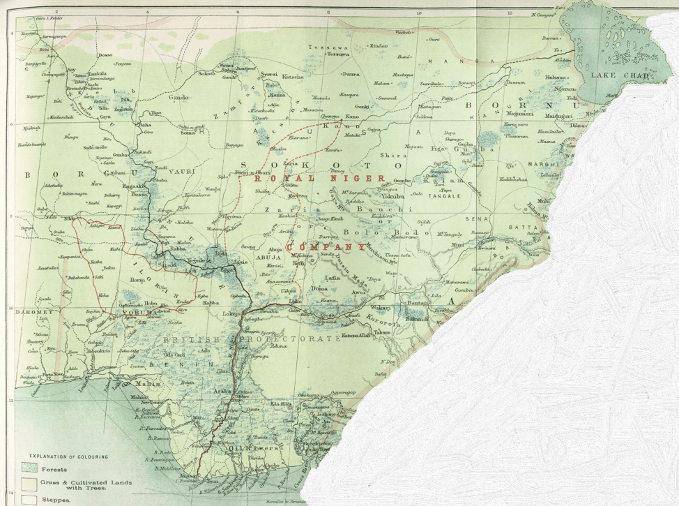 Map of area controlled by the Royal Niger Company