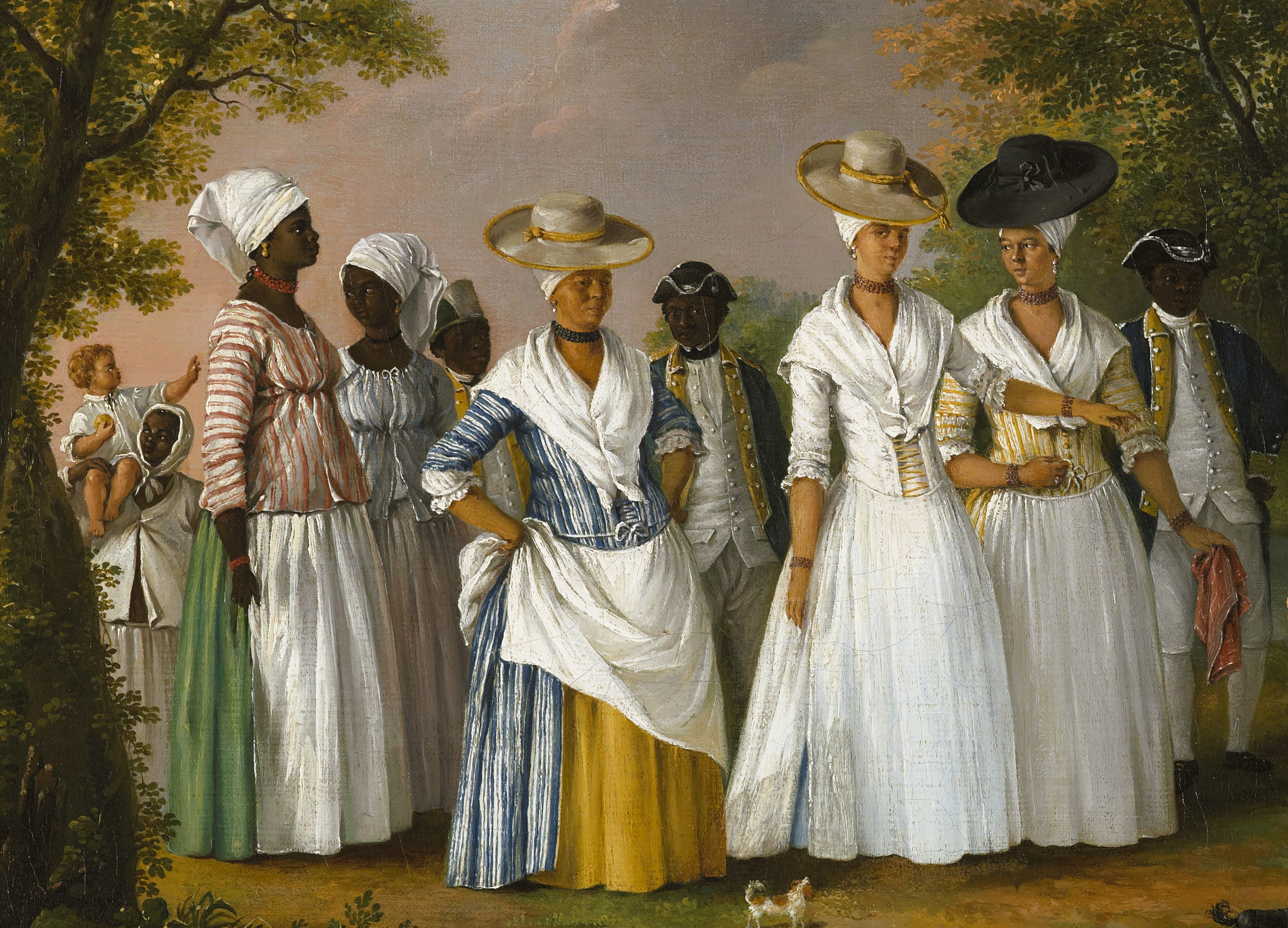 Haitian women gathered outside